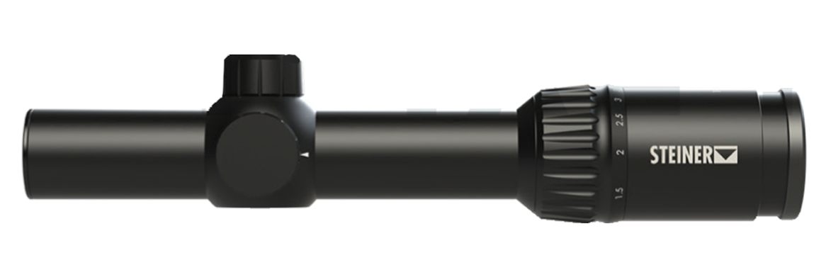 Steiner 5202 P4 Xi 1-4x 24mm Obj 110-27.5 ft 100 yds FOV 30mm Tube Black
