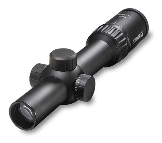 Steiner 5202 P4 Xi 1-4x 24mm Obj 110-27.5 ft  100 yds FOV 30mm Tube Black view 2