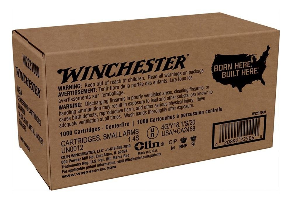 Winchester Ammunition USA Lake City Rifle .223 Rem 55 gr. FMJ 3240 fps 1000 view 2
