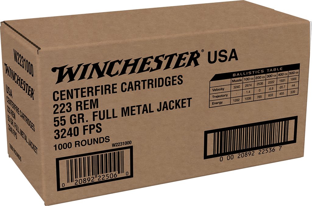 Winchester Ammunition USA Lake City Rifle .223 Rem 55 gr. FMJ 3240 fps 1000 view 3