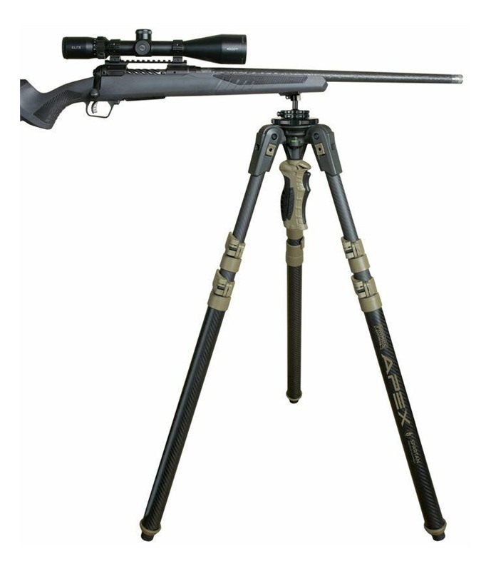 Primos Trigger Stick Apex Tripod Carbon Fiber Coyote Tan with Spartan Techn view 2