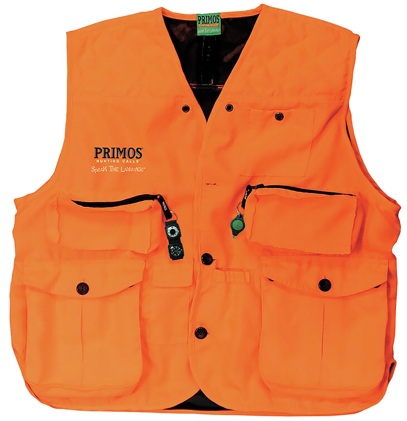 Primos 65702 Gunhunter's Hunting Vest Large Blaze Orange Features Compass L