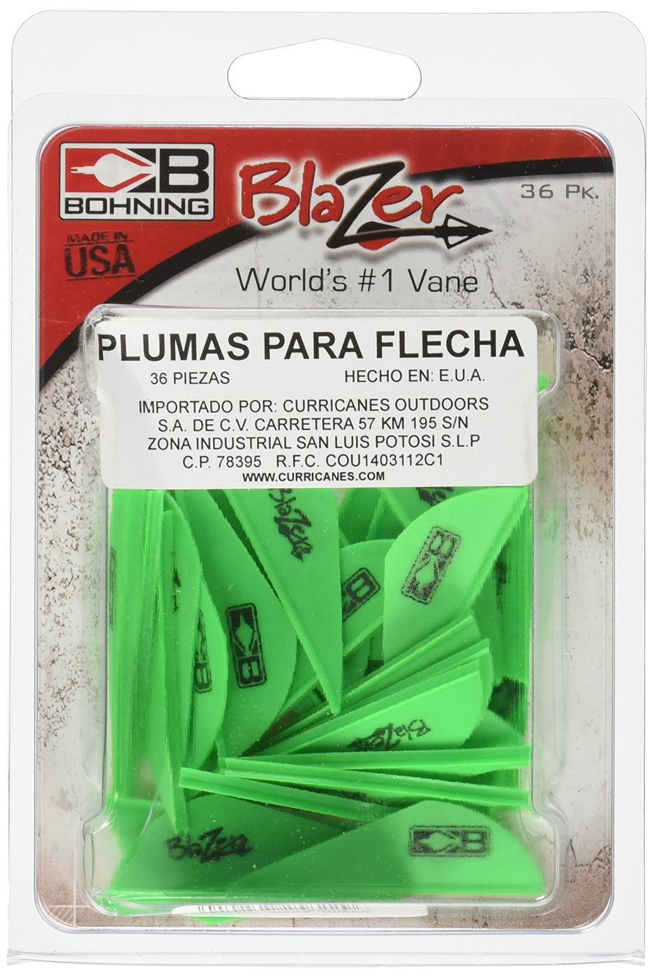 Bohning Blazer Vane 36 Count (Pack of 1), Neon Green, 2in