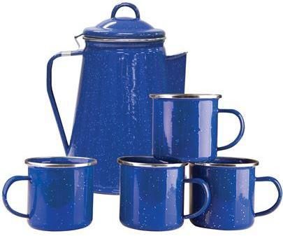 Stansport S/sport 8 Cup Enamel Percolator Coffee Pot Set (includes Four 12o