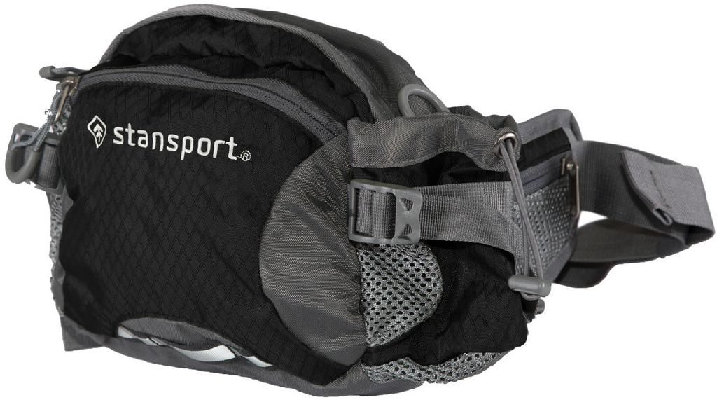 Stansport S/sport Waist Pack With Shoulder Strap And Bottle Holder-black