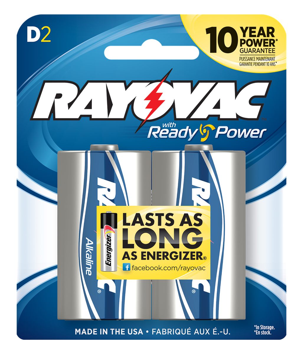 Rayovac 8132F D High Energy Alkaline Batteries Silver/Blue 1.5 Volts 12,000