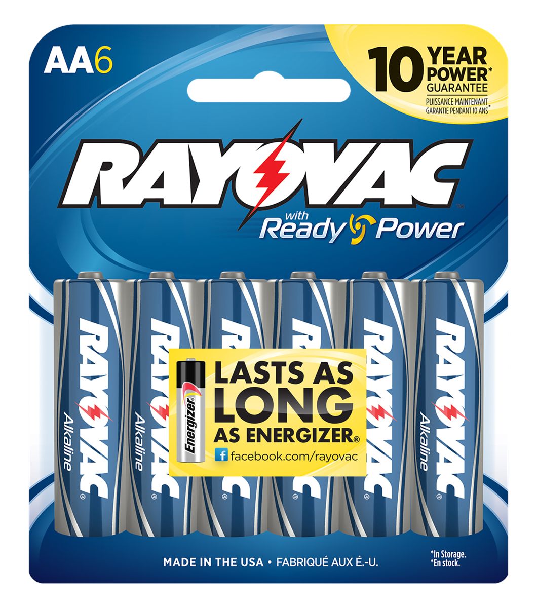 Rayovac 8156F AA High Energy Alkaline Batteries Silver/Blue 1.5 Volts 2,700