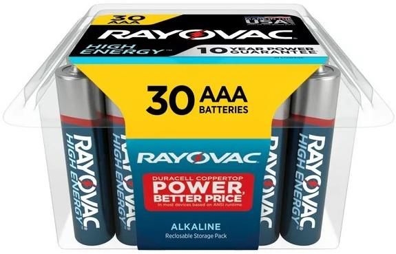 Energizer Battery Rayovac High Energy Batteries Aaa (30)