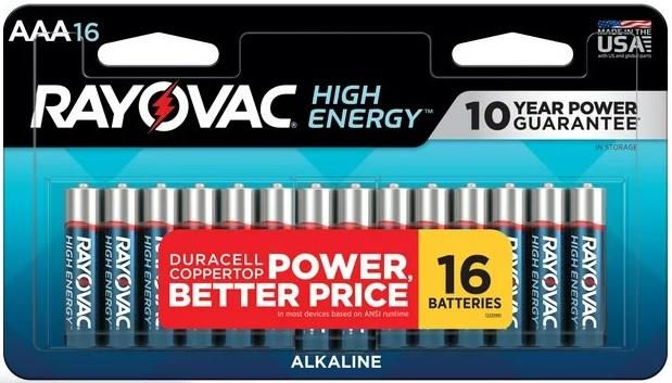 Energizer Battery Rayovac High Energy Batteries Aaa (16)