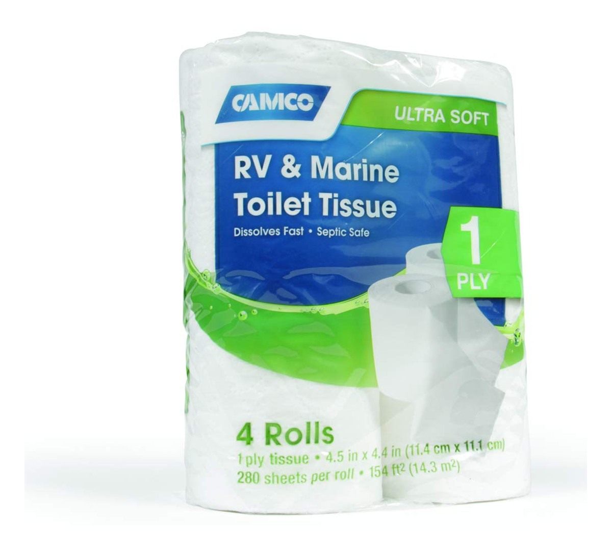 Camco 40276 Toilet Tissue, 1 Pack of 4 Rolls, White