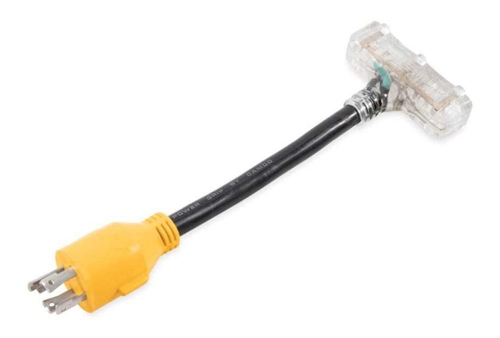 Camco PowerGrip Camper/RV Locking Generator Adapter | Features 10-Gauge STW view 2