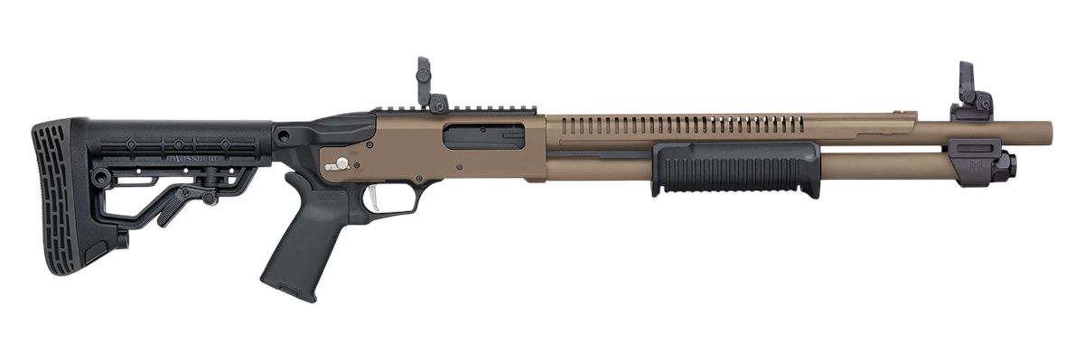 Mossberg 50758 590R 12 Gauge Pump 3in 6+1 18.50in Flat Dark Earth Cerakote