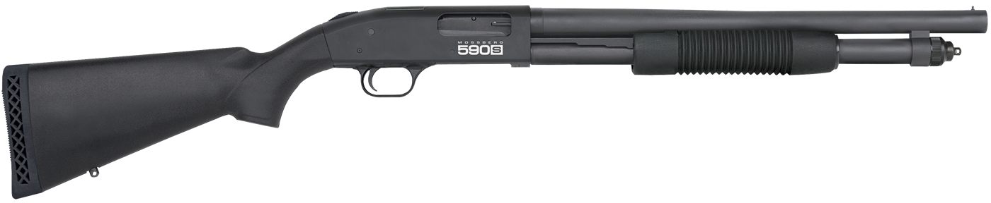 Mossberg 51605 590S 12 Gauge Pump 3in 9+1 18.50in Matte Blued Steel Barrel