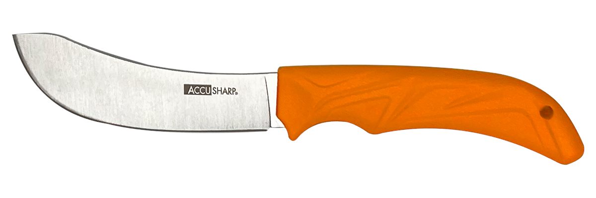 AccuSharp 732C Butcher 4in Fixed Plain Stainless Steel Blade/Blaze Orange E