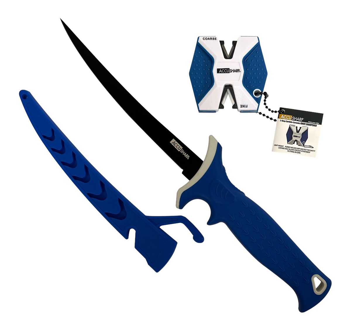 AccuSharp 736C Fillet w/Sharpener 6.50in Fixed Plain Satin Titanium Coated