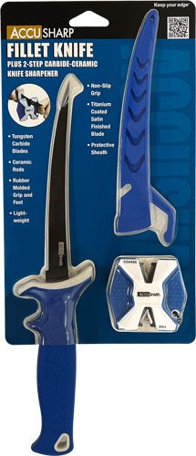 AccuSharp 736C Fillet w/Sharpener 6.50in Fixed Plain Satin Titanium Coated view 2