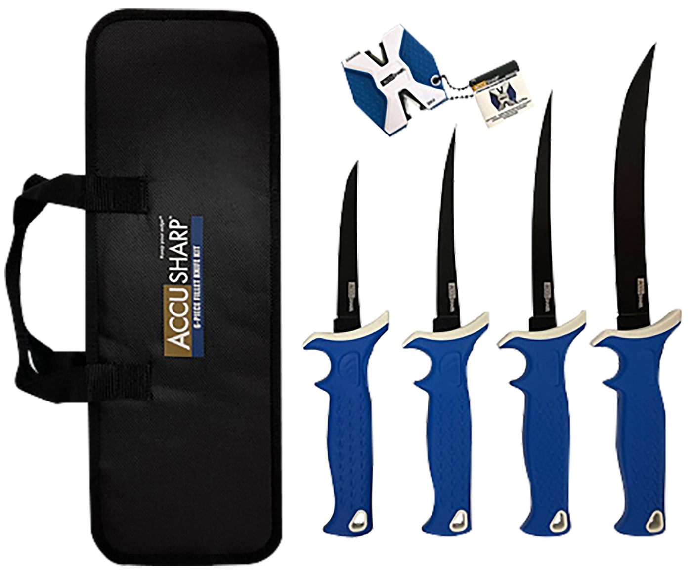 AccuSharp 737C Knife Kit 4.75/5.50/6.50/8in Fixed Fillet Plain Satin Stainl