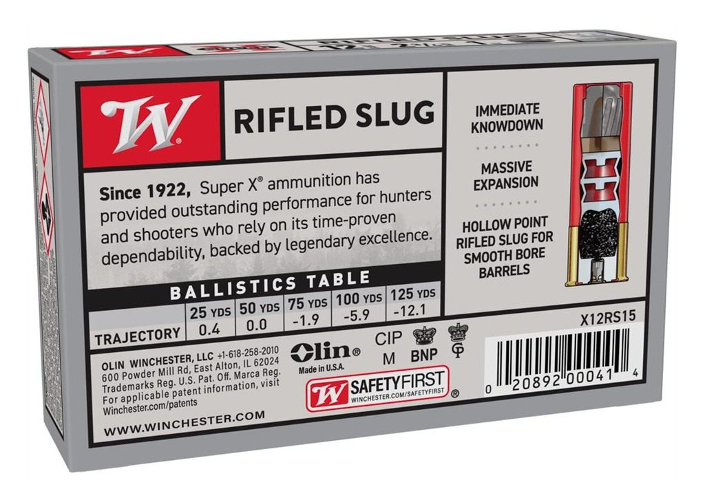 Winchester Ammo X12RS15 Super X 12 Gauge 2.75in 1oz Rifled Slug Shot 5 Per view 2