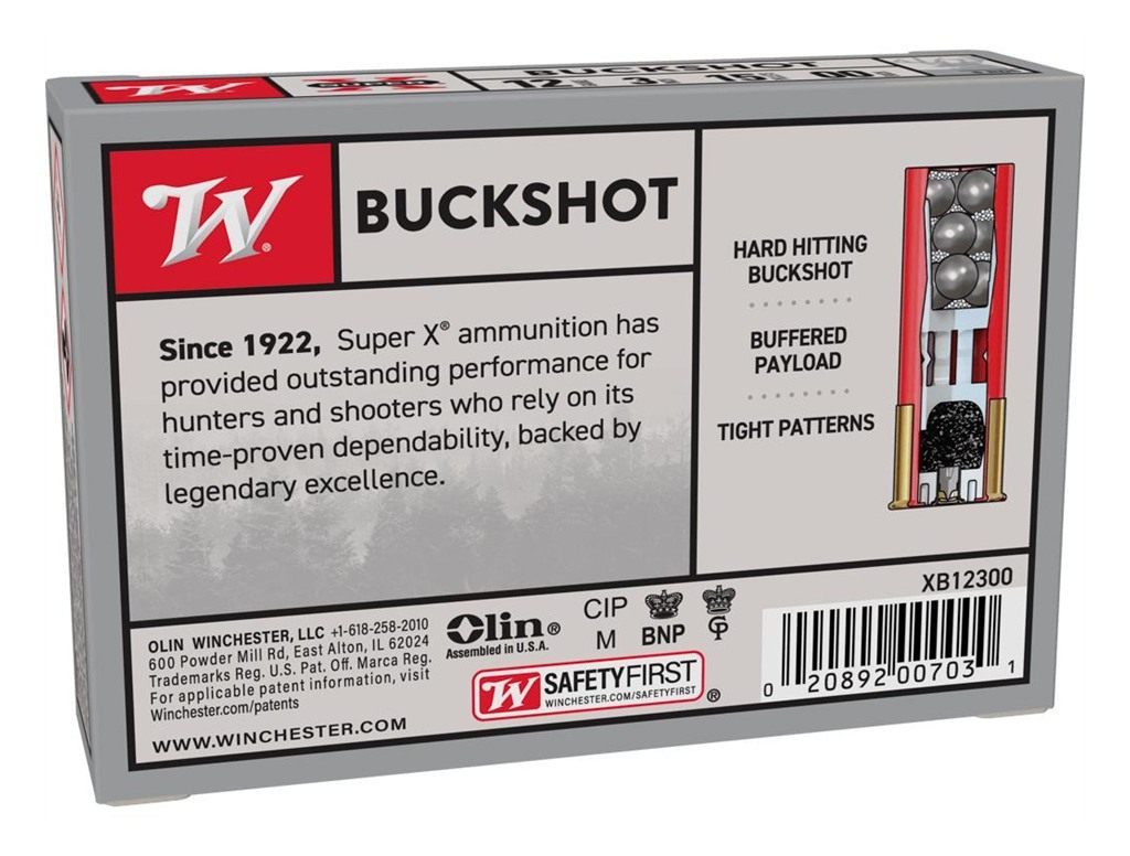 Winchester Ammunition Ammo XB12300 Super X 12 Gauge 3in 15 Pellets 00 Buck