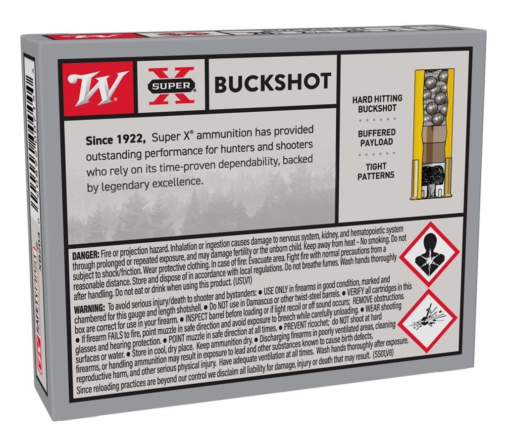Winchester Ammo XB203 Super X 20 Gauge 2.75in Pellets 3 Buck Shot 5 Per Box
