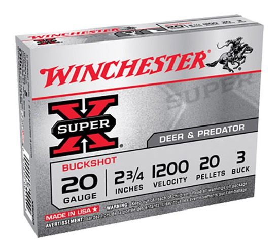 Winchester Ammo XB203 Super X 20 Gauge 2.75in Pellets 3 Buck Shot 5 Per Box view 4