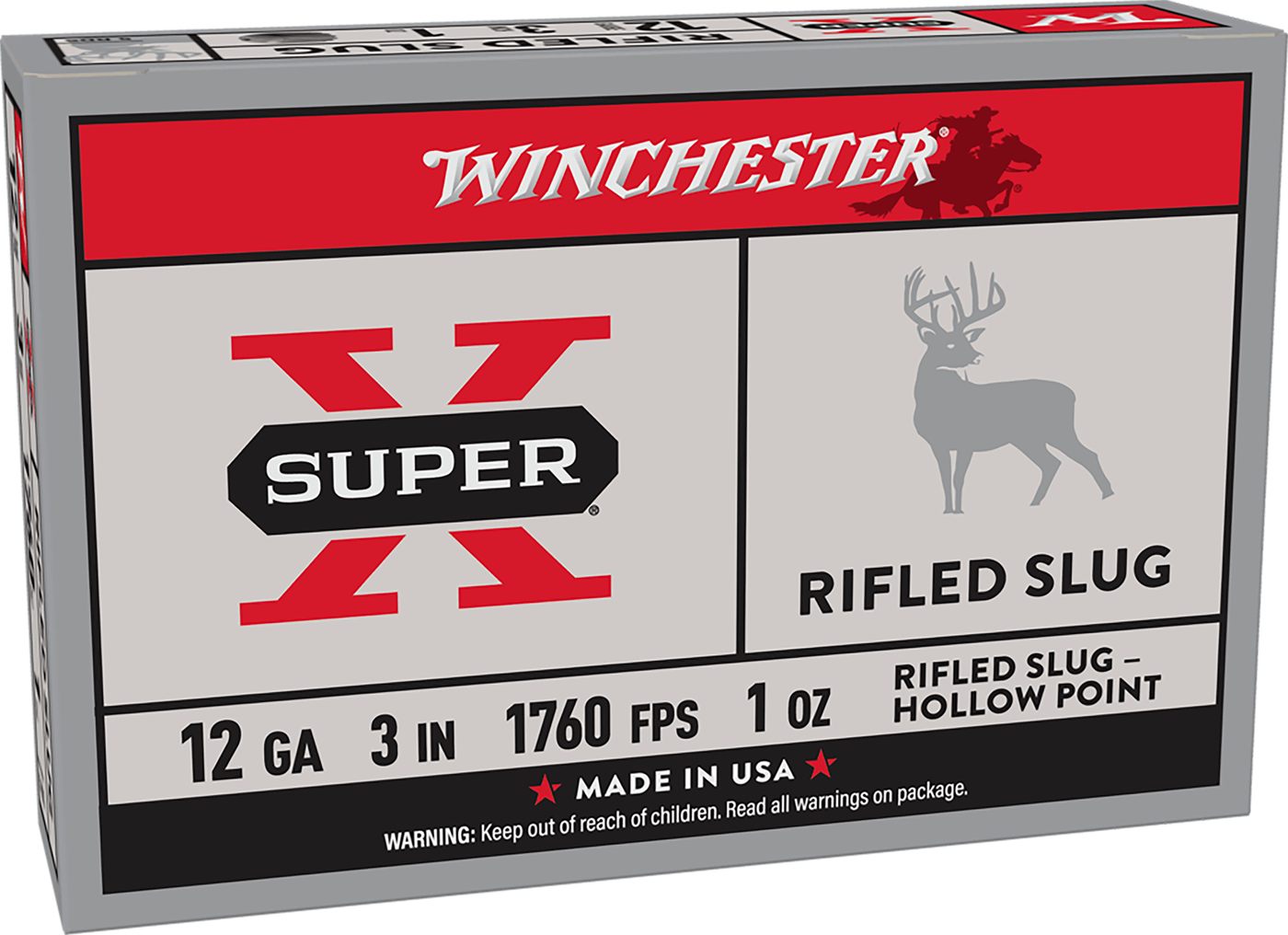 Winchester Ammunition Ammo X123RS15 Super X 12 Gauge 3in 1oz Rifled Slug Sh