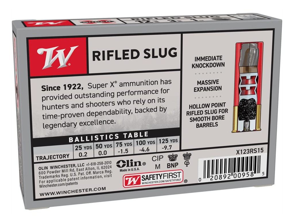 Winchester Ammunition Ammo X123RS15 Super X 12 Gauge 3in 1oz Rifled Slug Sh view 2
