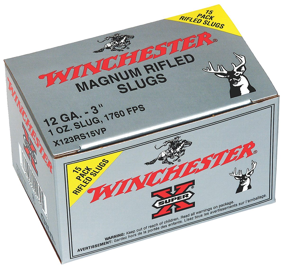 Winchester Ammo X123RS15VP Super X 12 Gauge 3in 1oz Rifled Slug Shot 15 Per