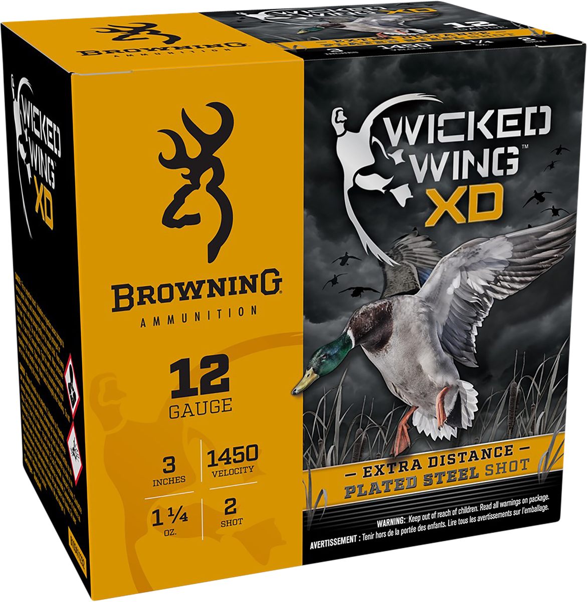 Browning Ammunition Ammo B193411232 Wicked Wing XD 12 Gauge 3in 1 1/4oz 2 S