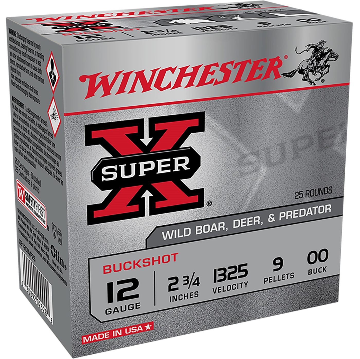 Winchester Ammo XB1200VP25 Super X 12 Gauge 2.75in 00 Buck Shot 25 Per Box/ view 2