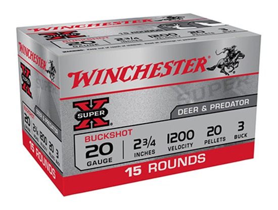 Winchester Ammo XB203VP Super X 20 Gauge 2.75in Pellets 3 Buck Shot 15 Per view 2
