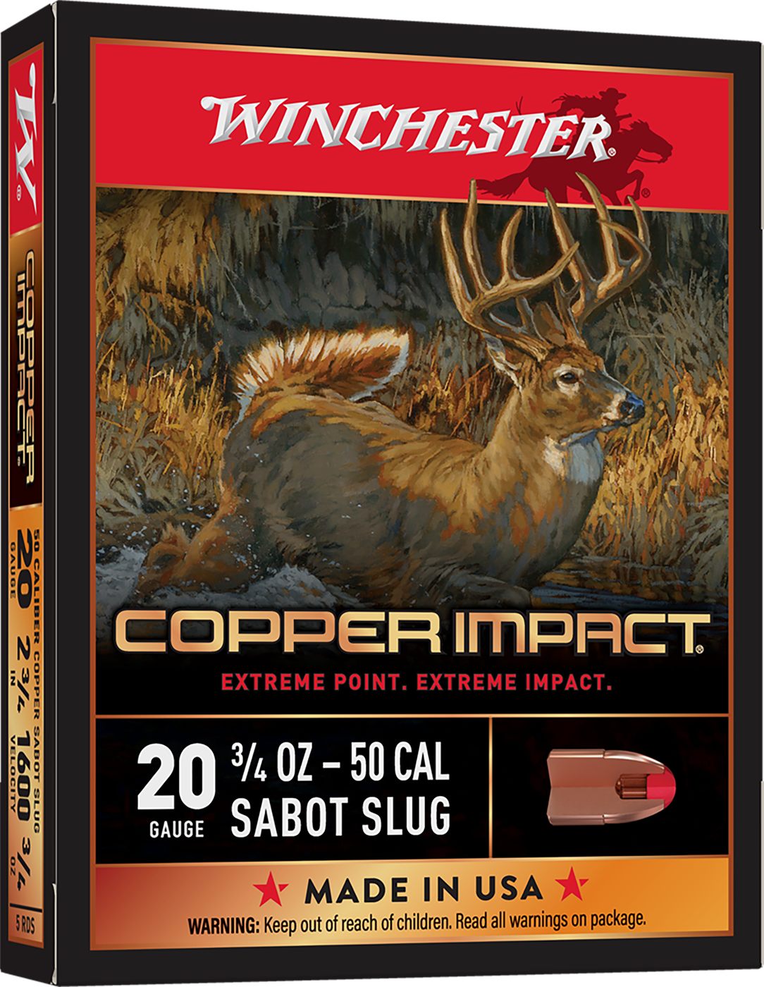Winchester Ammunition Ammo X20CLF Copper Impact 20 Gauge 2.75in 3/4oz Sabot