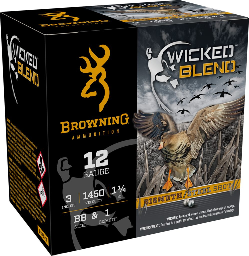 Browning Ammunition Ammo B193431230 Wicked Blend 12 Gauge 3in 1 1/4oz BB/1B