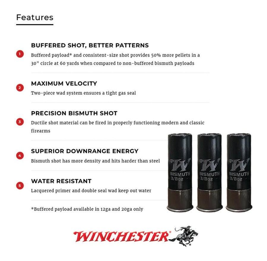 Winchester Ammunition Bismuth Shotgun 12 ga 3 4 1-3/8 oz 1450 fps 25/ct view 7