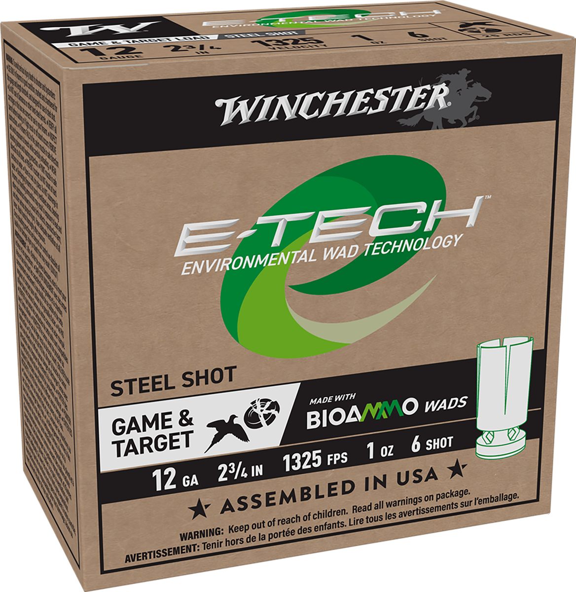 Winchester Ammunition Ammo WCL12S6 E-Tech 12 Gauge 2.75in 1oz 6 Shot 25 Per