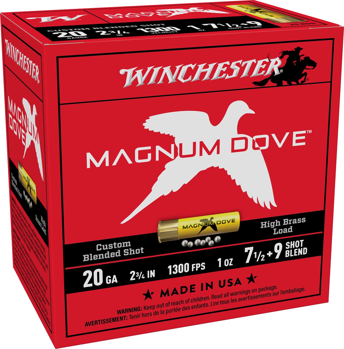 Winchester Ammo MD2079 Magnum Dove 20 Gauge 2.75in 1oz 7.5/9 Shot 25 Per Bo
