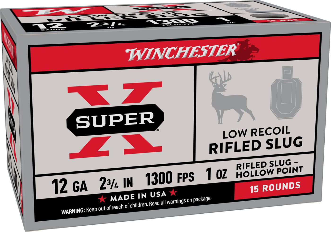 Winchester Ammunition Super-X Shotshells 12ga 2-3/4in 1oz 1300 fps Slug 15/