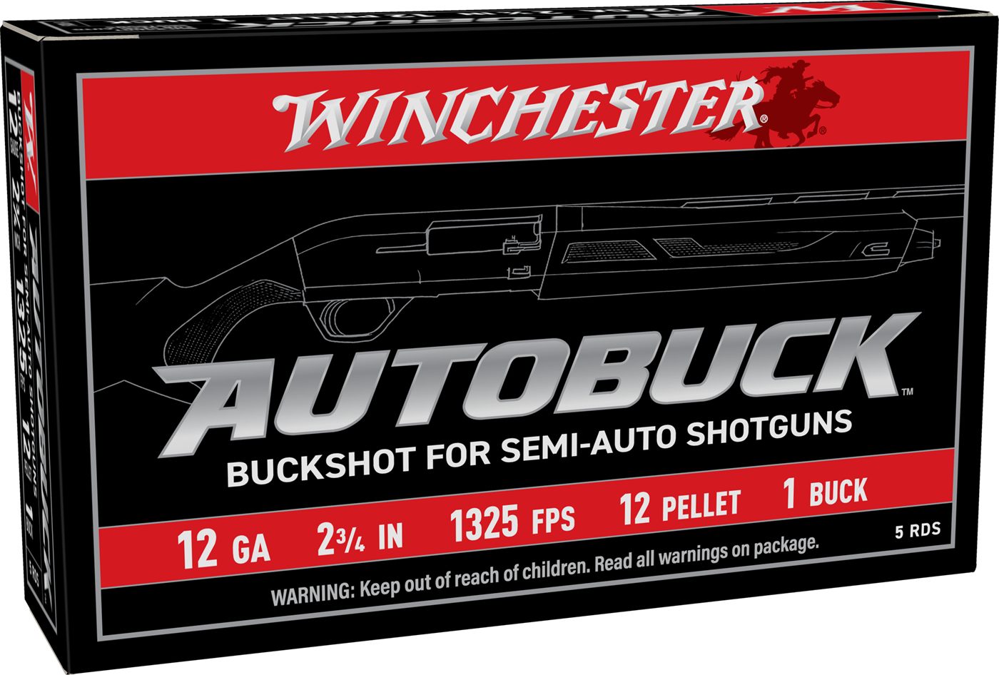 Winchester Ammunition Autobuck 12GA 2-3/4in 1 Buckshot FOR Semi-Auto (12 Pe