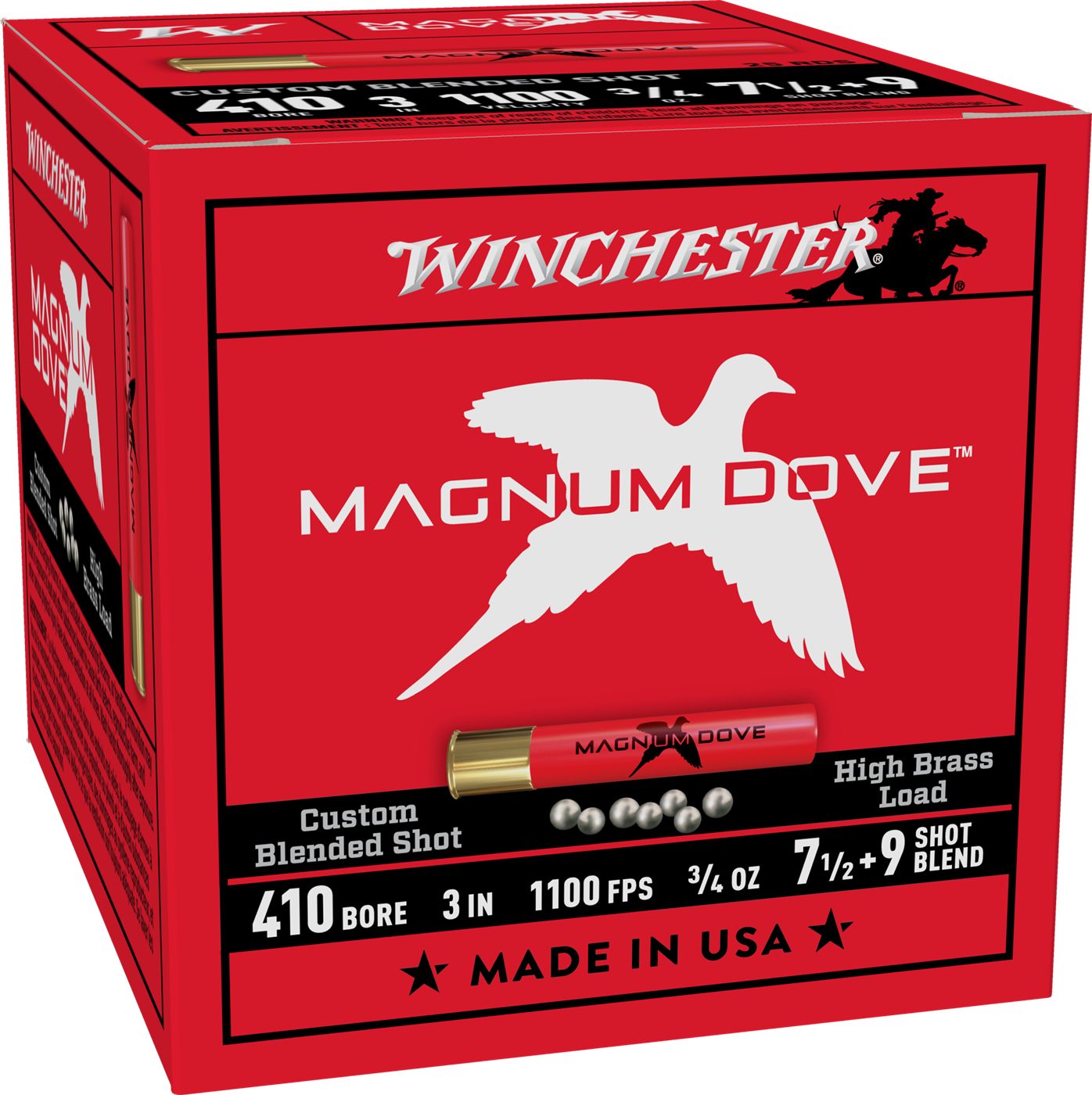 Winchester Ammunition Magnum Dove 410GA 3in 3/4 OZ 7.5 + 9 Blend (1100 FPS)