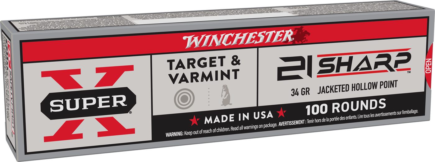 Winchester Ammunition Ammo X21JHP Super X 21 Sharp 34gr Jacketed Hollow Poi