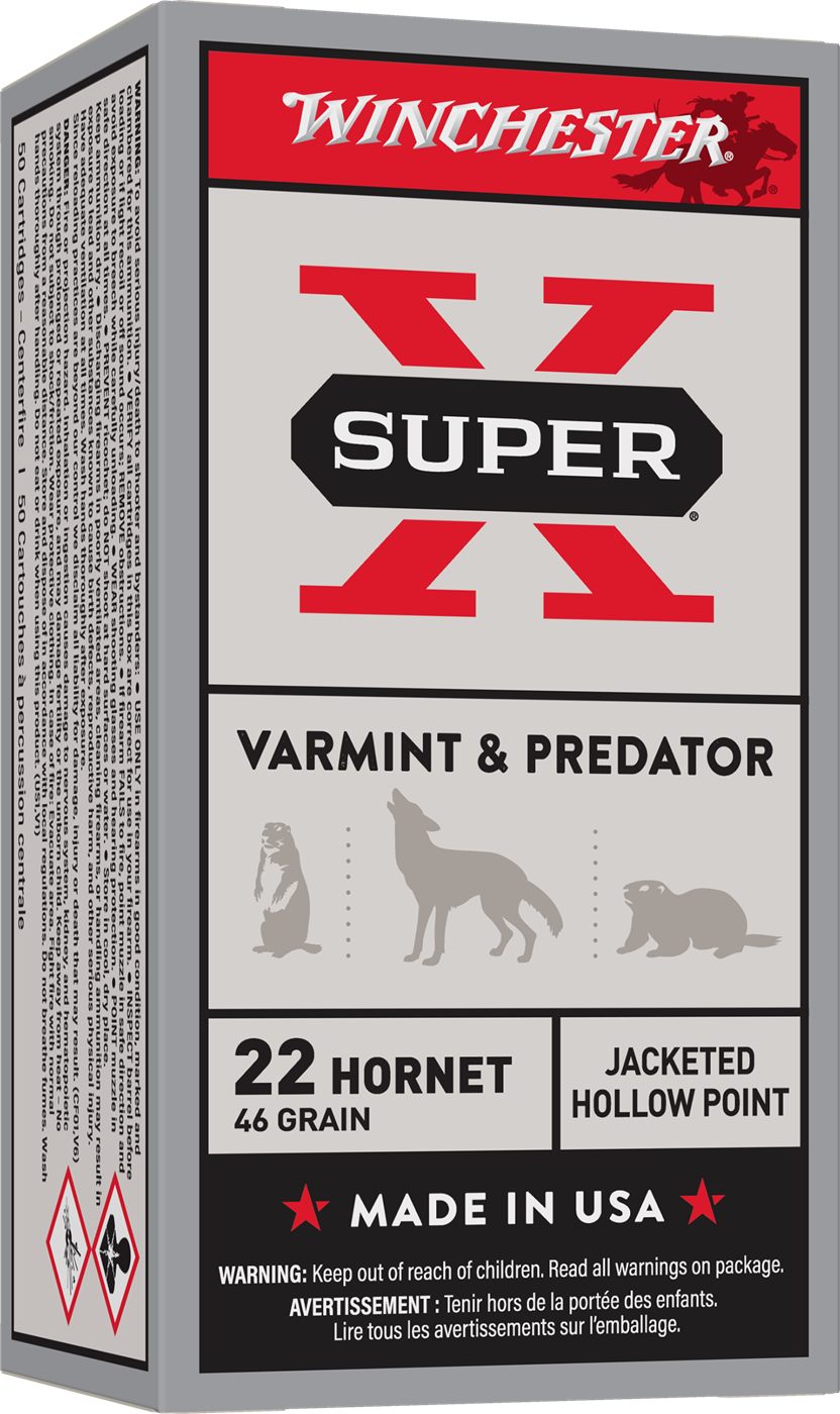 Winchester Ammunition Ammo X22H2 Super X 22 Hornet 46gr Jacketed Hollow Poi
