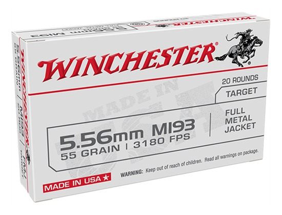 Winchester Ammo WM193K USA M193 5.56x45mmNATO 55gr Full Metal Jacket Lead C view 2