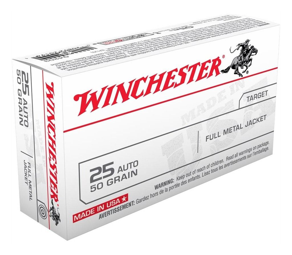 Winchester Ammunition Ammo Q4203 USA 25ACP 50gr Full Metal Jacket 50 Per Bo view 2