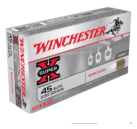 Winchester Ammo 45 Auto Super-x Target Winclean 230 GR 50 Rd/bx 10 Bx/cs