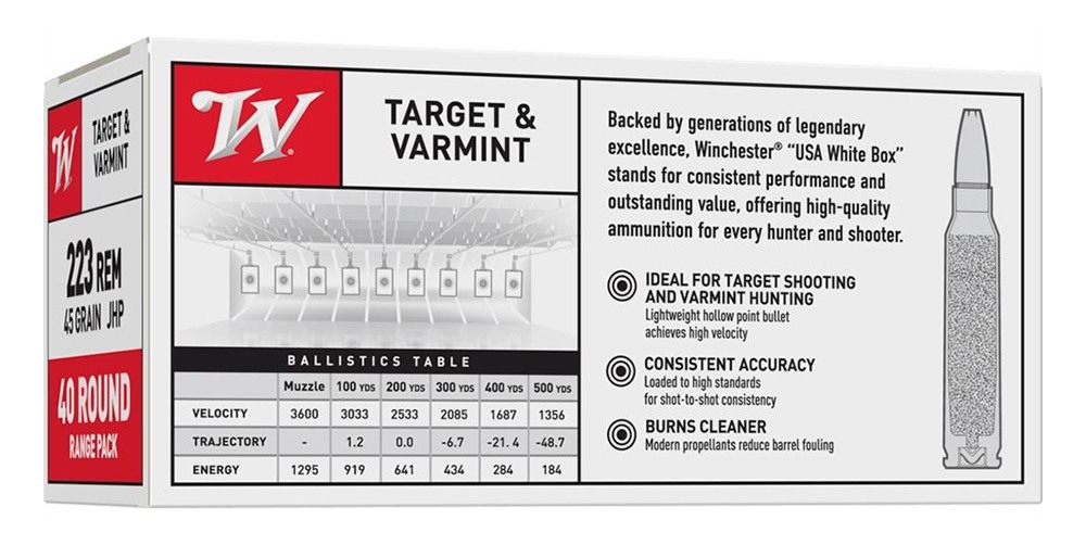 Winchester Ammunition Ammo USA2232 223 Rem 45gr Jacketed Hollow Point 40 Pe