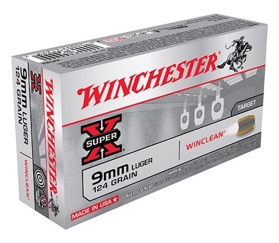 Winchester Ammunition Ammo WC92 Super X 9mmLuger 124gr Winclean Brass Enclo view 2