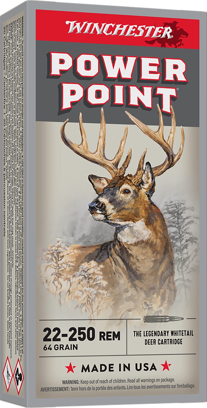 Winchester Ammunition Power Point Rifle .22-250 Rem 64 gr. PSP 3500 fps 20/