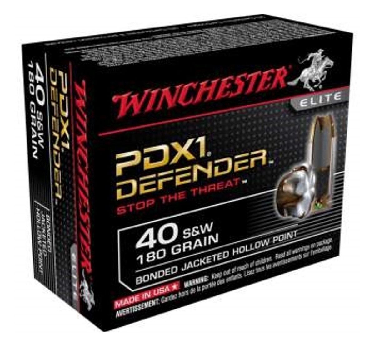 Winchester Ammunition Ammo S40SWPDB1 Defender 40S W 180gr Bonded Jacket Hol view 2