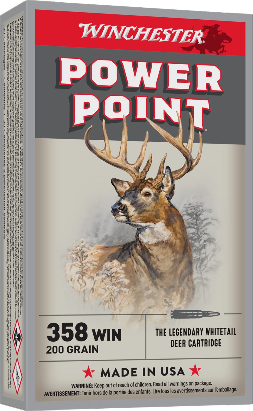 Winchester Ammunition Power Point Rifle .358 200gr JSP 2490 fps 20/ct