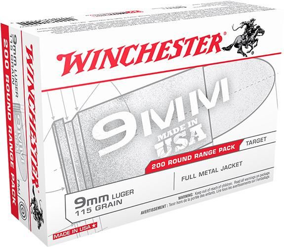 Winchester Ammunition Ammo USA9W 9mmLuger 115gr Full Metal Jacket 200 Per B view 3